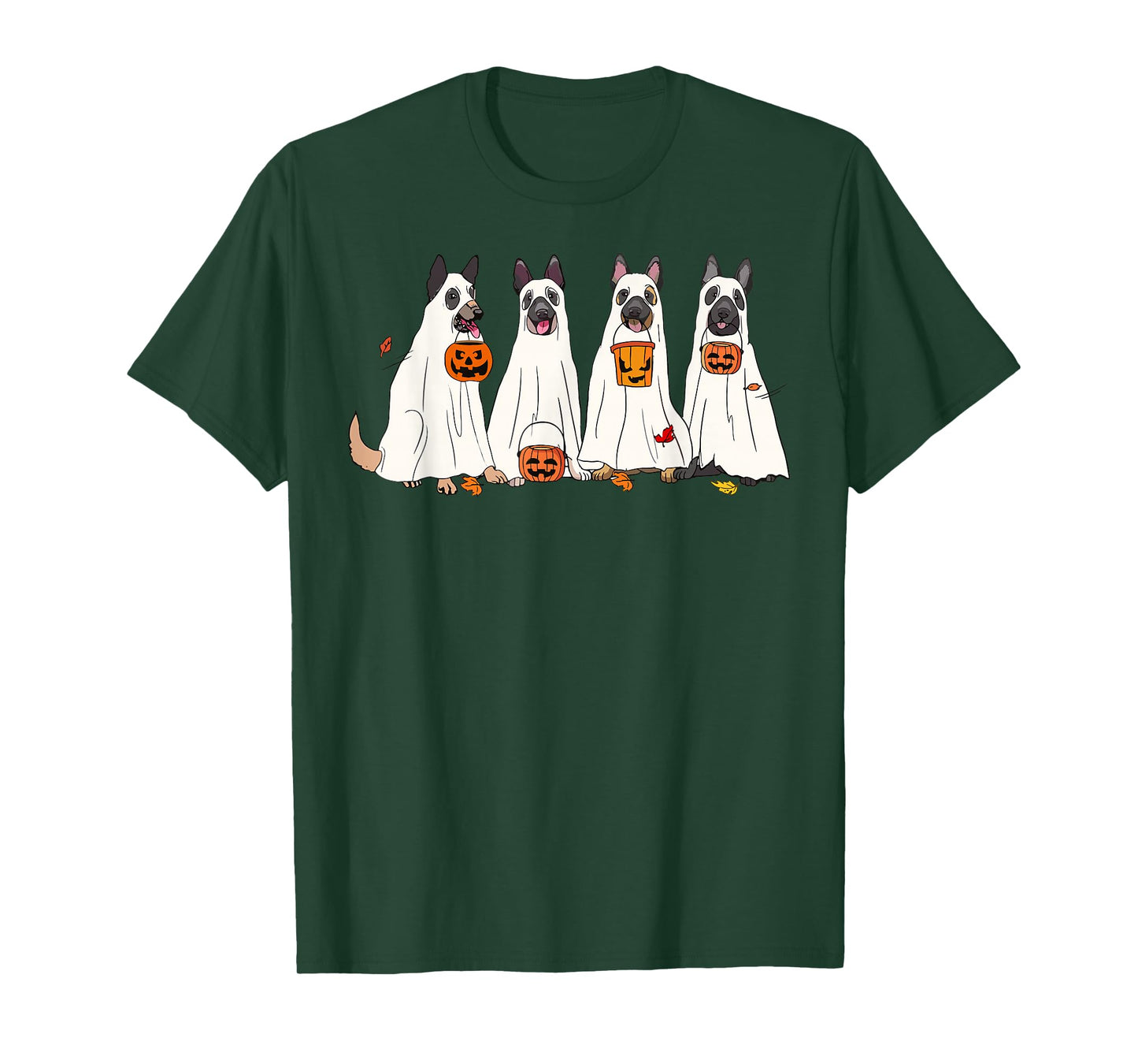 Dog Halloween Trick Or Treat Boo Ghost Pumpkin Malinois Dogs T-Shirt