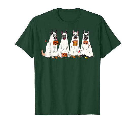 Dog Halloween Trick Or Treat Boo Ghost Pumpkin Malinois Dogs T-Shirt