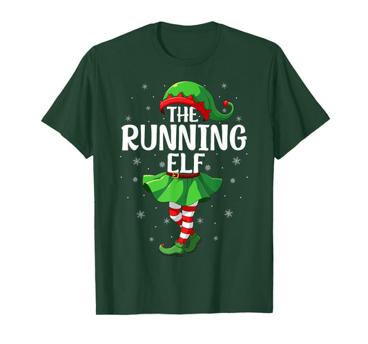 Running Elf Christmas Girls Women Elf Squad Xmas Family T-Shirt