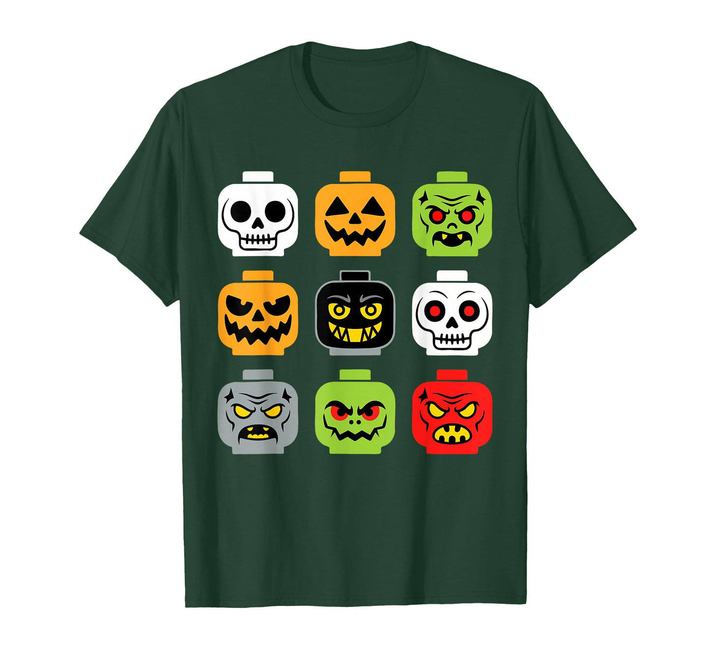 Halloween Building Brick Head Shirt Adult Men Kids Youth Boy T-Shirt