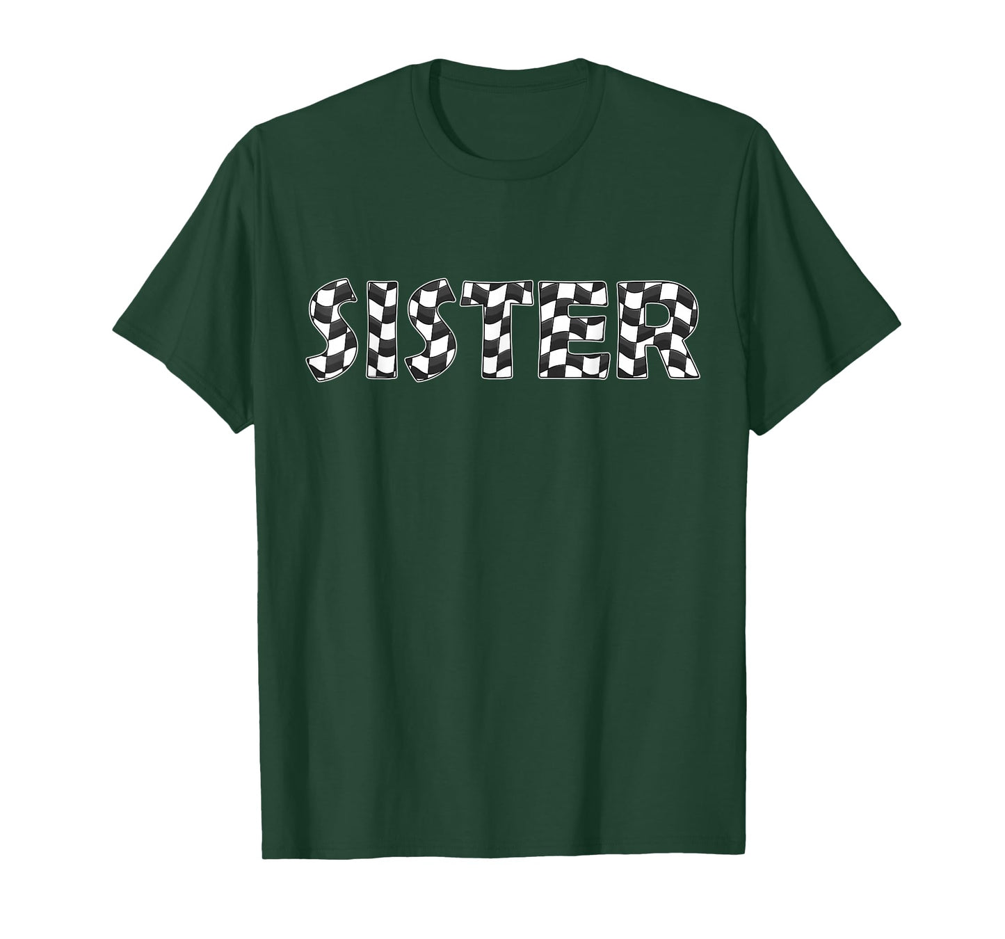 Checkered race car sister White Black Checkerboard kids Flag T-Shirt