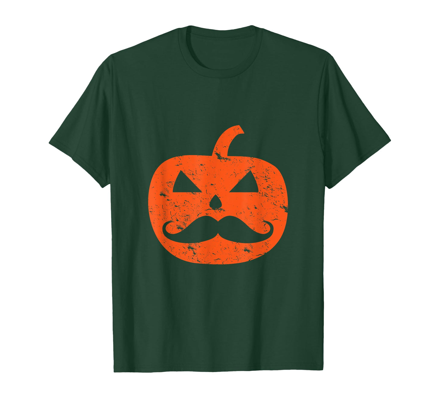 Jack O Lantern Mustache Pumpkin Vintage Distressed Halloween T-Shirt