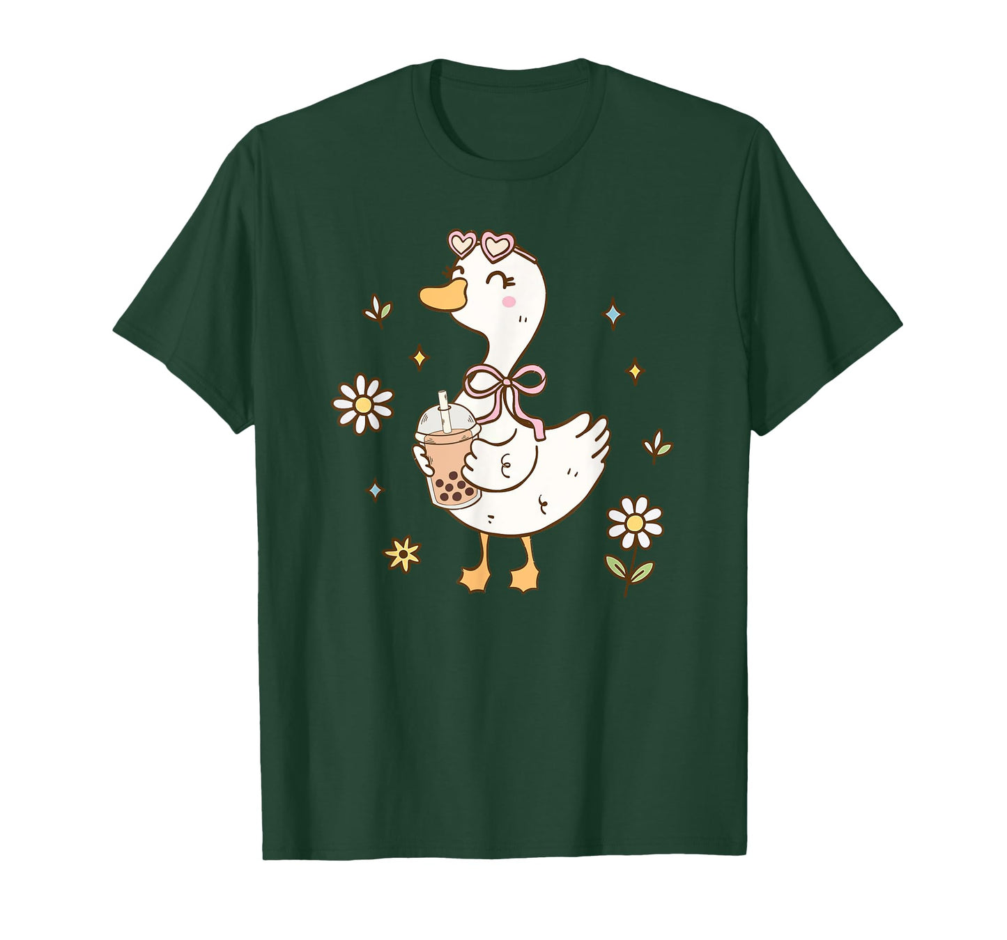 Funny Silly Goose Bubble Boba Tea Anime Cute Kawaii Goose T-Shirt
