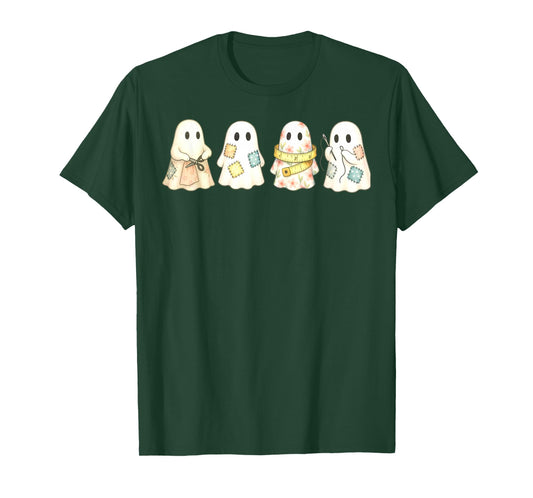 Cute Ghost Quilter Quilting Quilt Lover Sewing Halloween T-Shirt