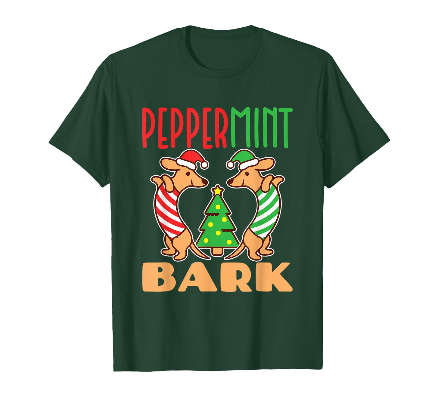 Peppermint Bark Christmas Doxie Dachshund Dog Pun Xmas T-Shirt