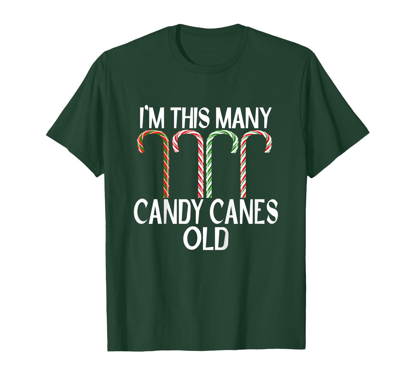 Kids I'm This Many Candy Canes Old Funny 4th Birthday Christmas T-Shirt