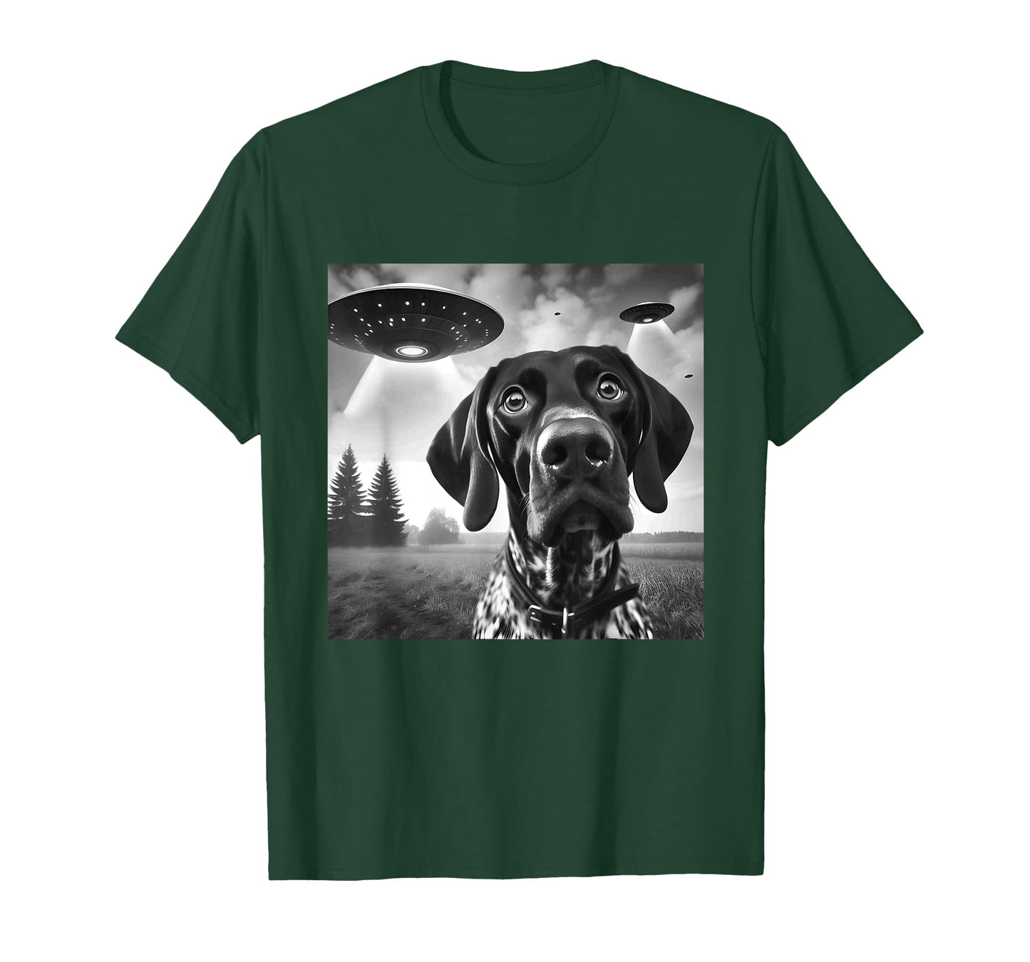 German Shorthaired Pointer Funny Selfie UFO Weird Aliens T-Shirt