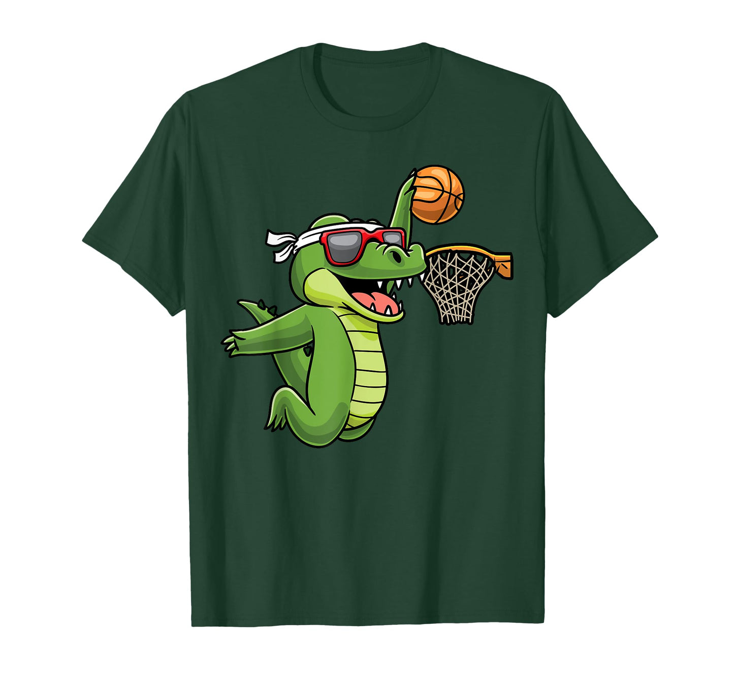 Crocodile Playing Basketball Alligator Basketball Player T-Shirt
