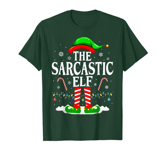 The Sarcastic Elf Xmas Funny Matching Family Group Christmas T-Shirt