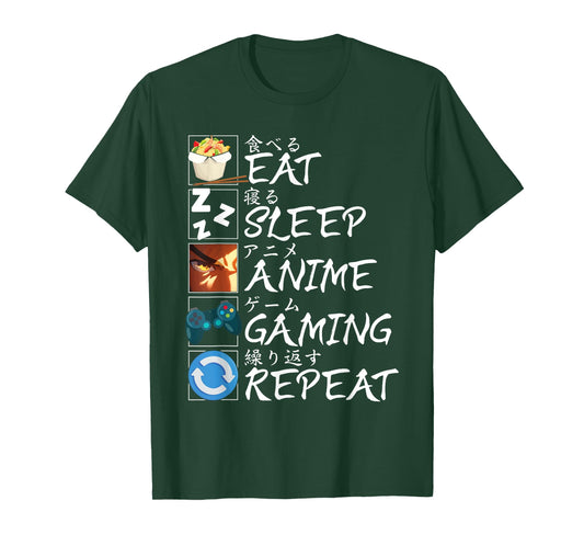 Eat Sleep Anime Gaming Repeat Funny Kawaii Otaku Anime Gamer T-Shirt