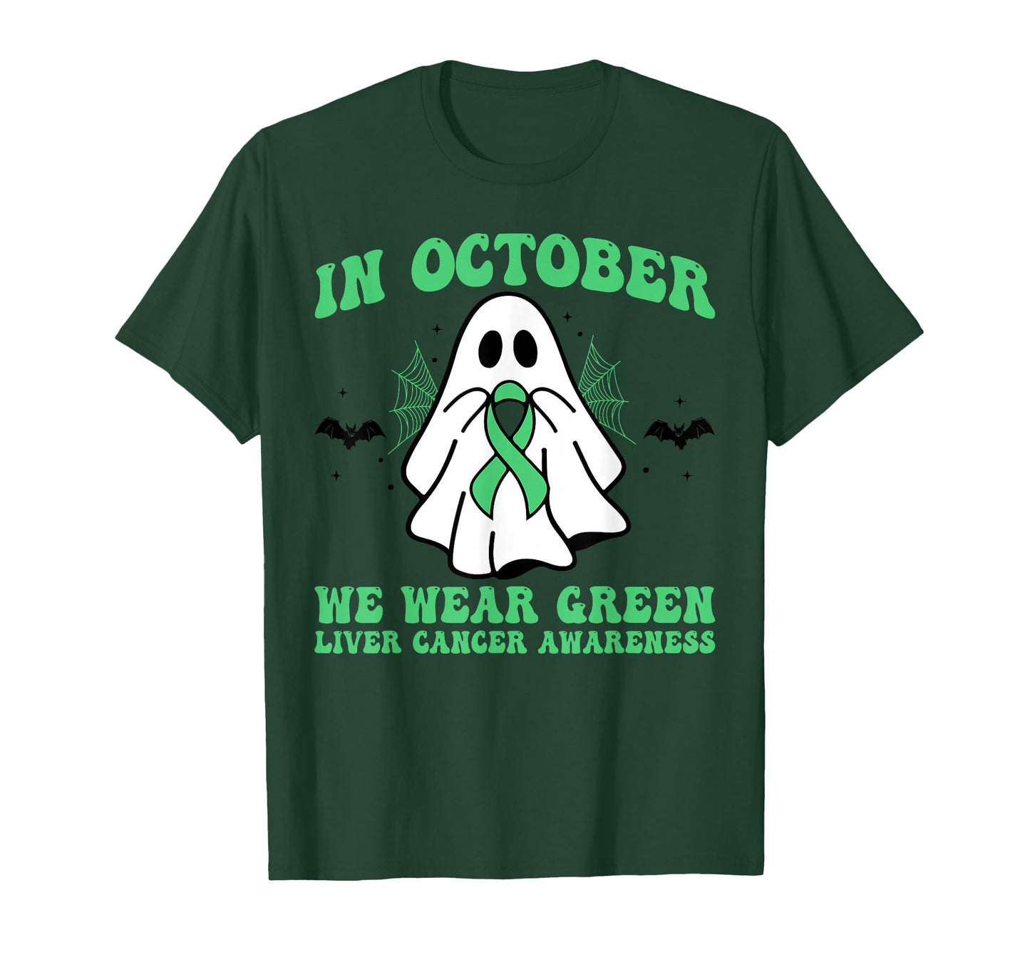 In October We Wear Green Liver Cancer Awareness Halloween T-Shirt