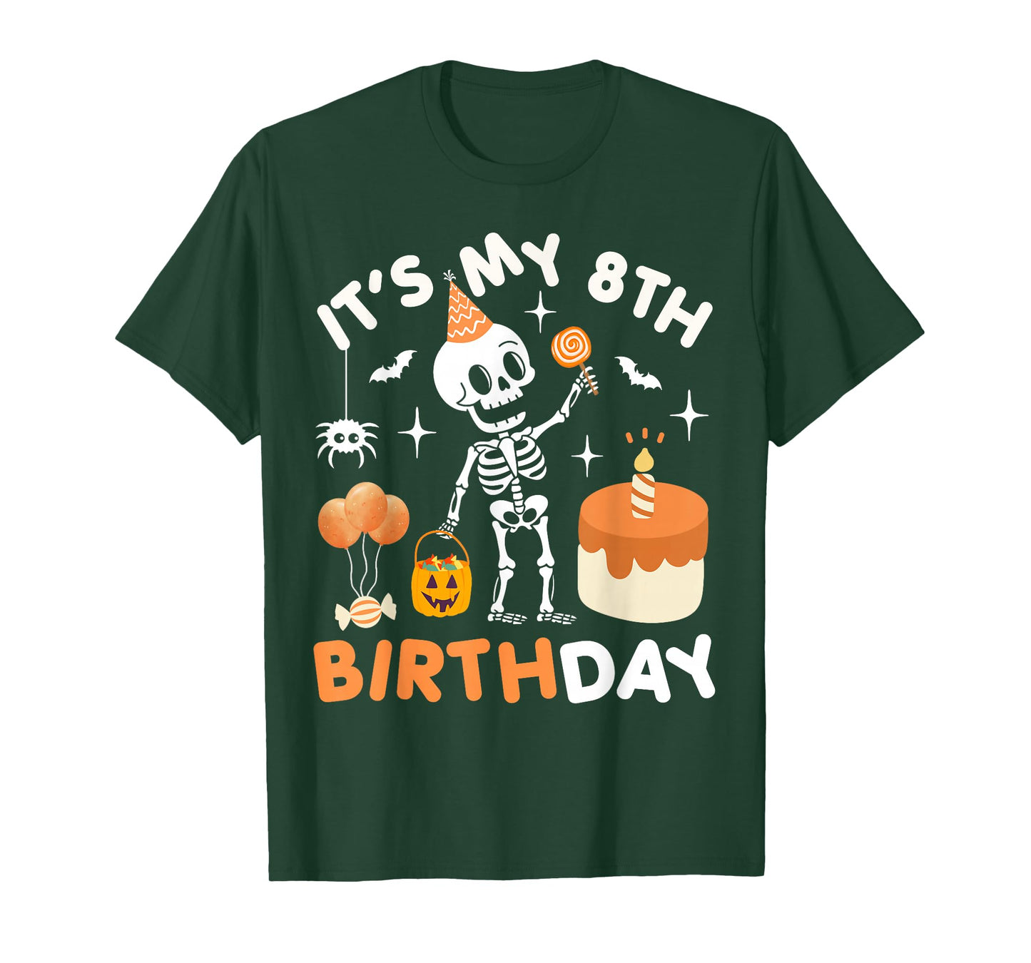 It's My 8th Birthday-Funny Halloween Skeleton Birthday 8 Boy T-Shirt