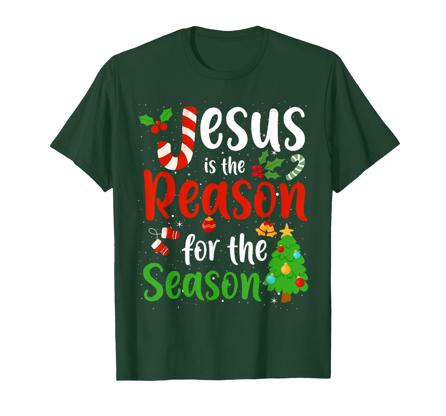 Jesus is the reason for the season Candy Cane Christmas Pjs T-Shirt