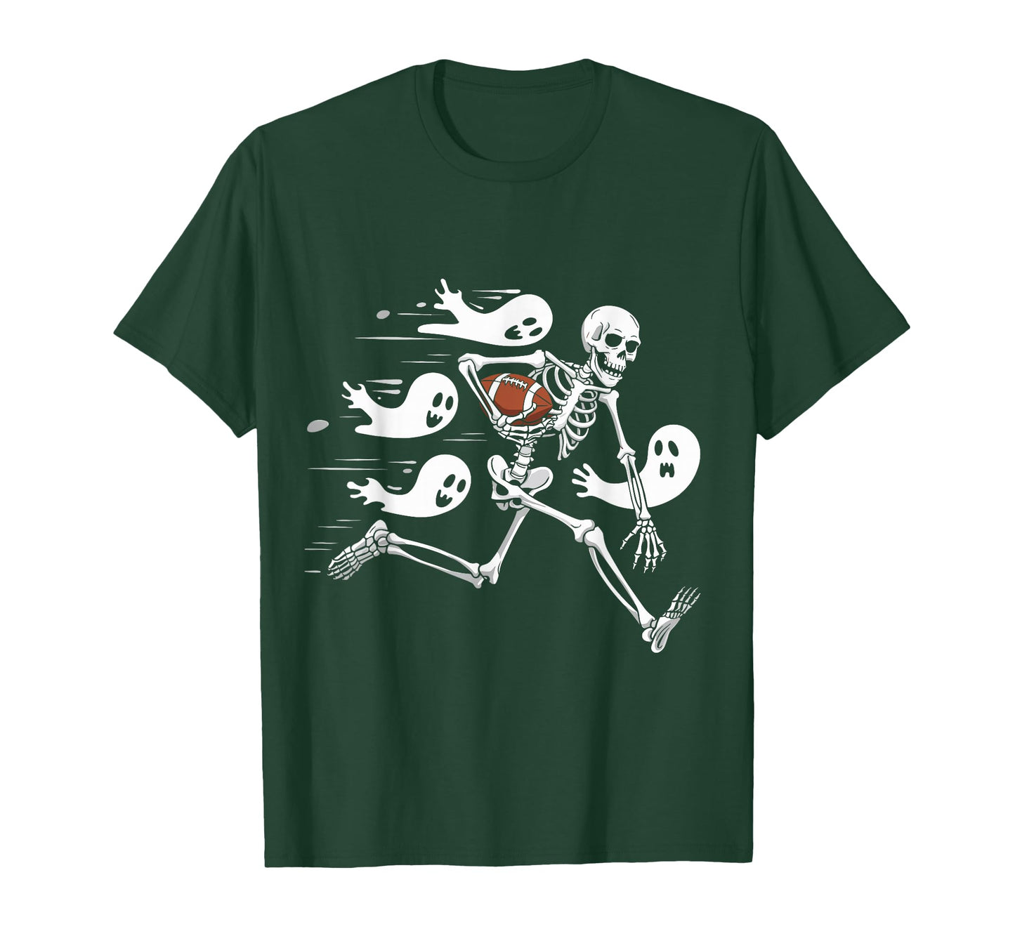 Funny Skeleton Playing Football Lovers Spooky Halloween T-Shirt