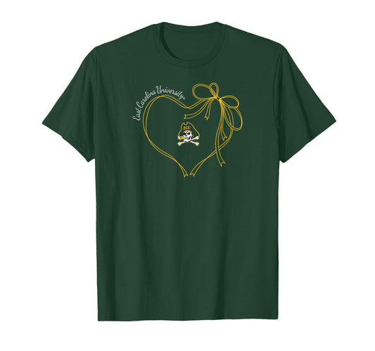 East Carolina Pirates Bow Heart Purple Officially Licensed T-Shirt