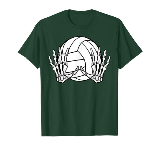 Volleyball Sport Halloween Skeleton Hand T-Shirt