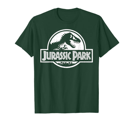 Jurassic Park White Simple Logo T-Shirt