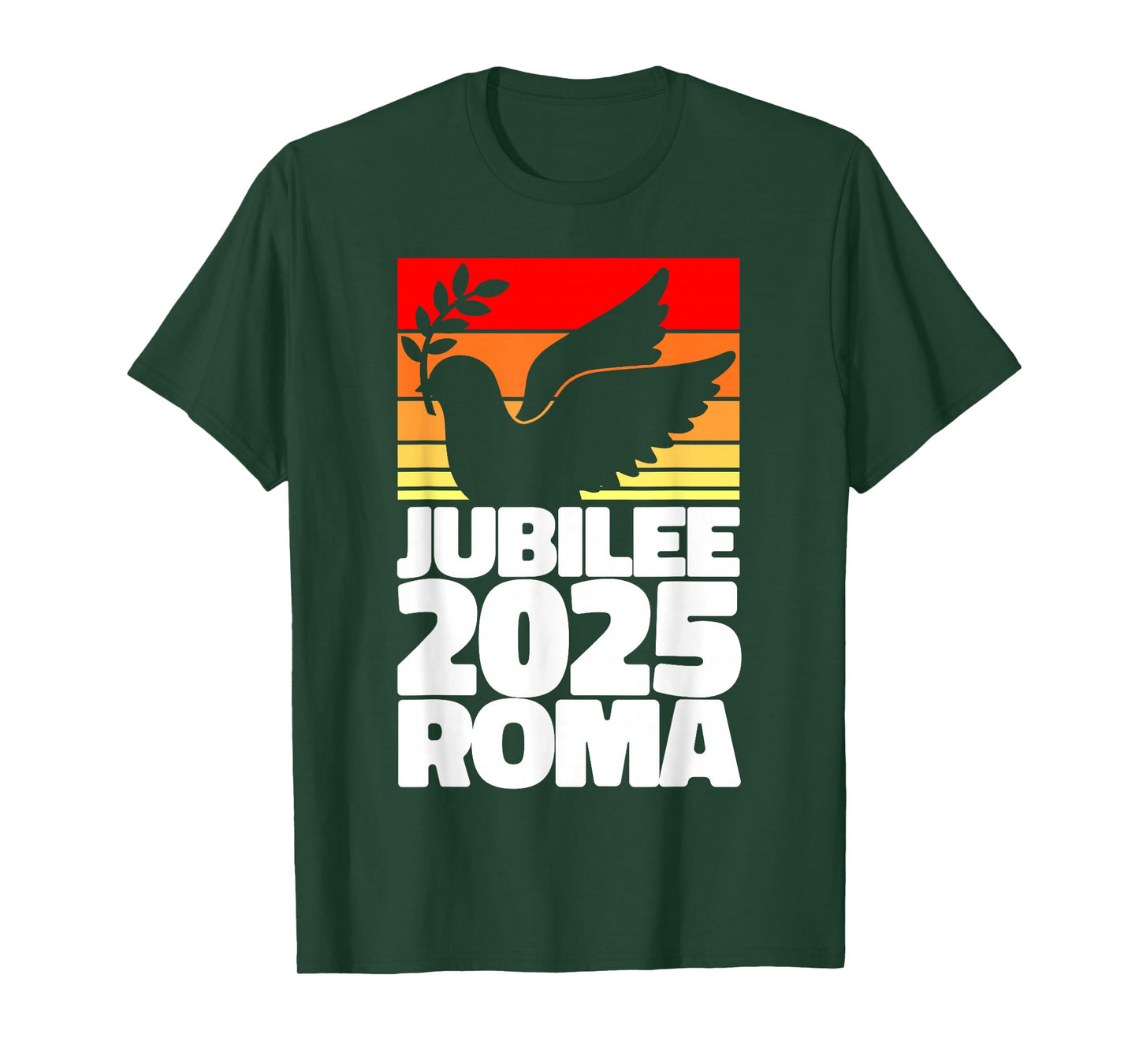 Jubilee 2025 Roma Peace Dove Striped Sunrise Holy Faith Year T-Shirt
