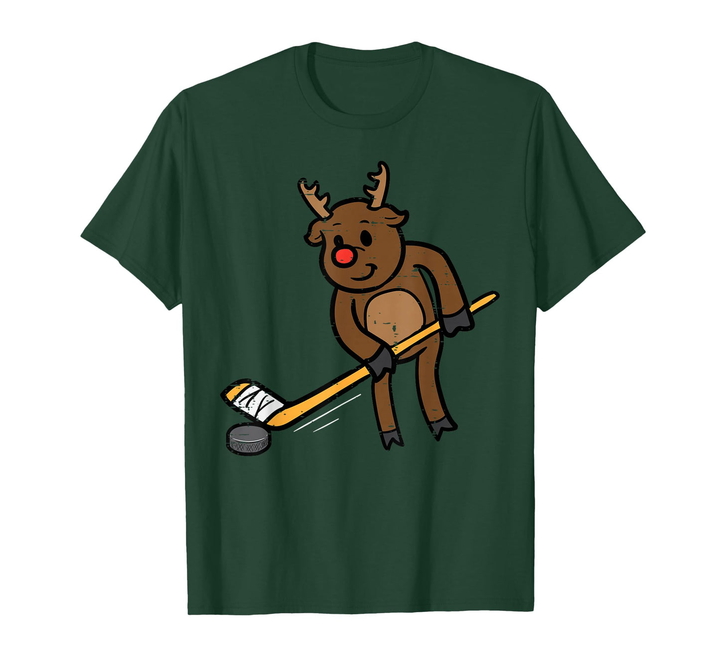 Christmas Reindeer Ice Hockey Funny Xmas Sport Men Boys Kids T-Shirt