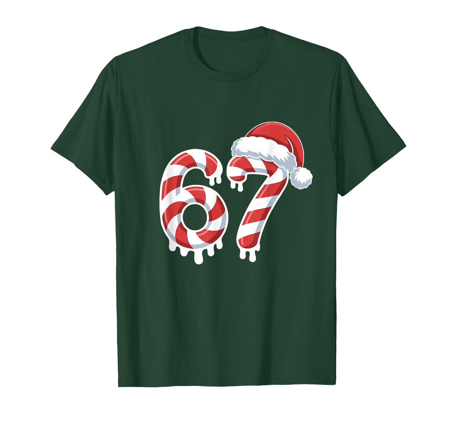 Melting Candy Cane Christmas 6 7 Meme Santa Hat Holiday T-Shirt