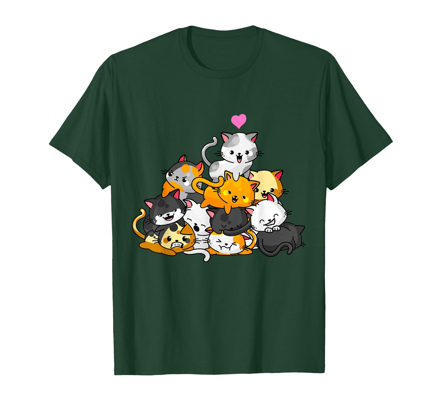Cat Cute Kitty Pile Cats Anime Kawaii Neko Gift Women Girls T-Shirt Small