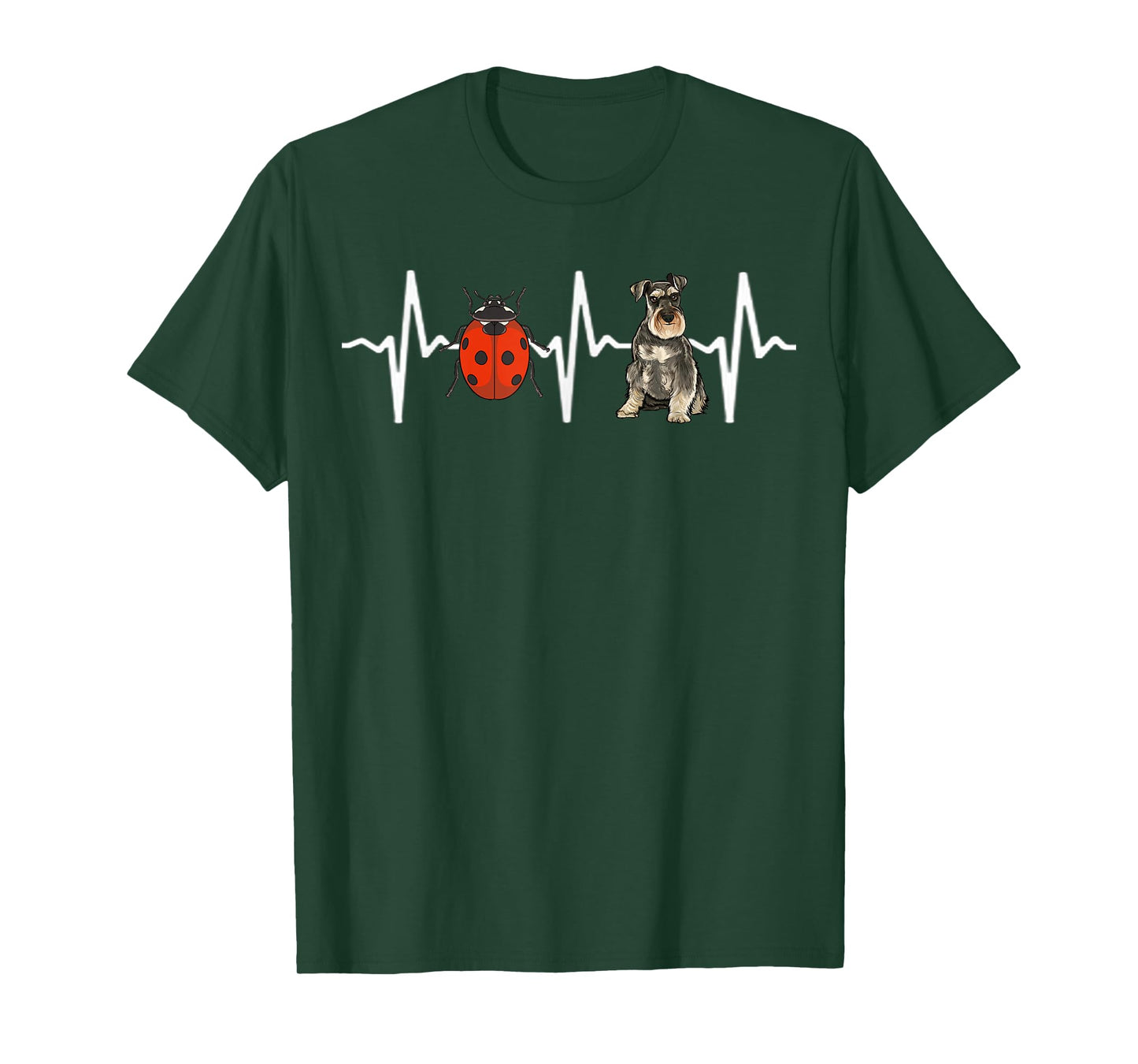 Red Ladybug Miniature Schnauzer Heartbeat Dog Lover T-Shirt