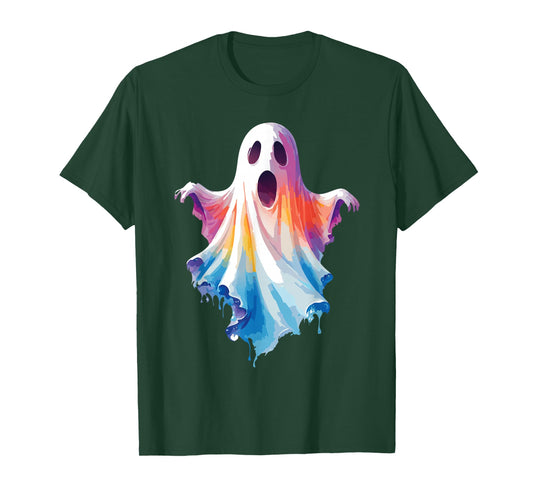 Tie Dye Aesthetic Ghost Colorful Artistic Halloween Ghost T-Shirt