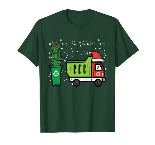 Kids Christmas Dump Recycling Truck Xmas Boys Kids Toddler Youth T-Shirt