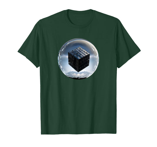 UFO / UAP / Dark Cube Inside A Clear Sphere T-Shirt