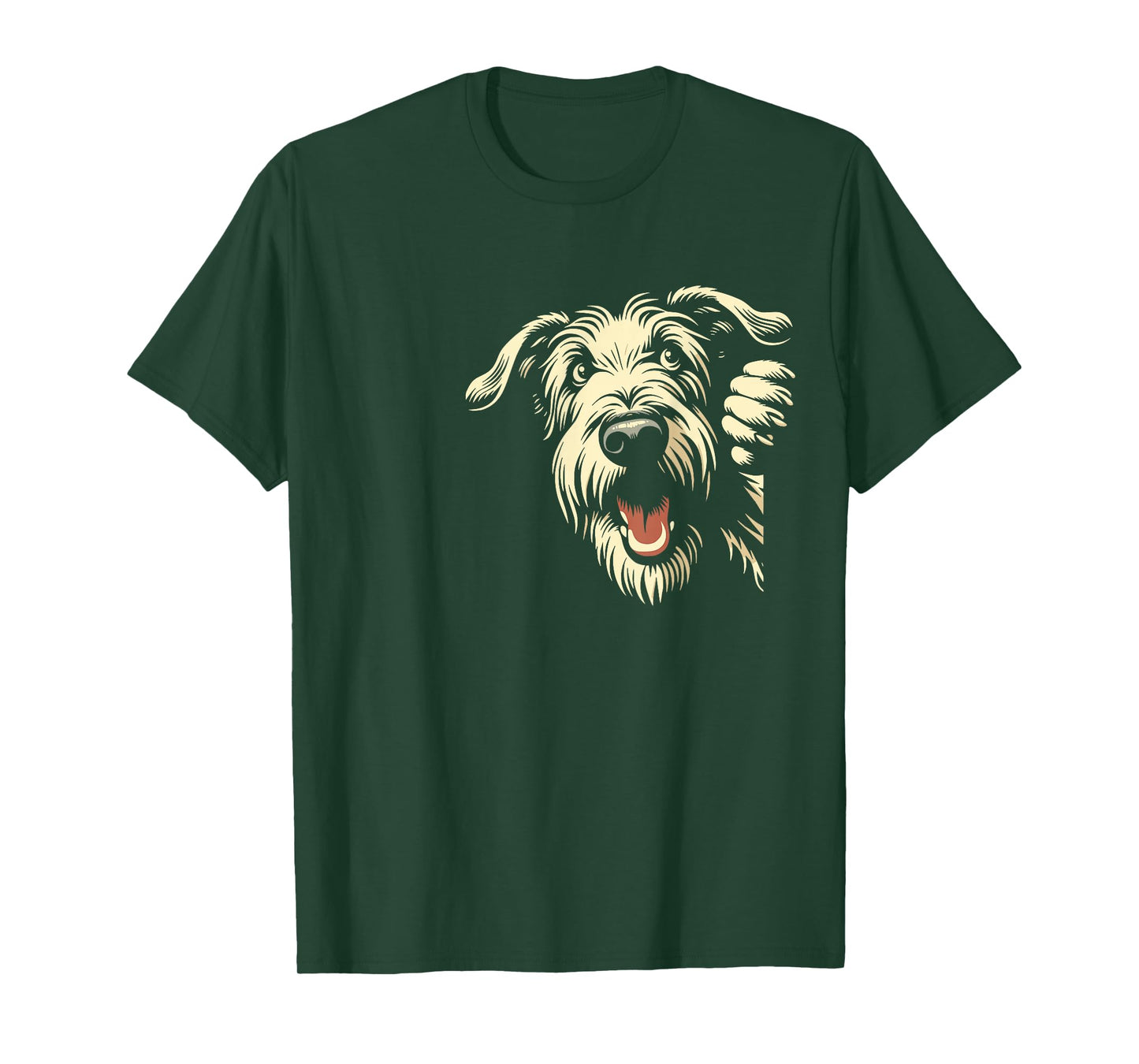 Funny Irish Wolfhound Peeking Dog Graphic Design T-Shirt