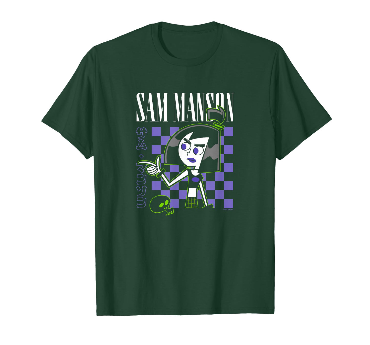 Danny Phantom Sam Manson Retro Kanji Checkerboard Portrait T-Shirt