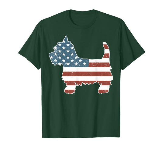Vintage Patriot Westie Dog T-shirt Westie Silhouette Shirt Men Women Girls Kids T-Shirt