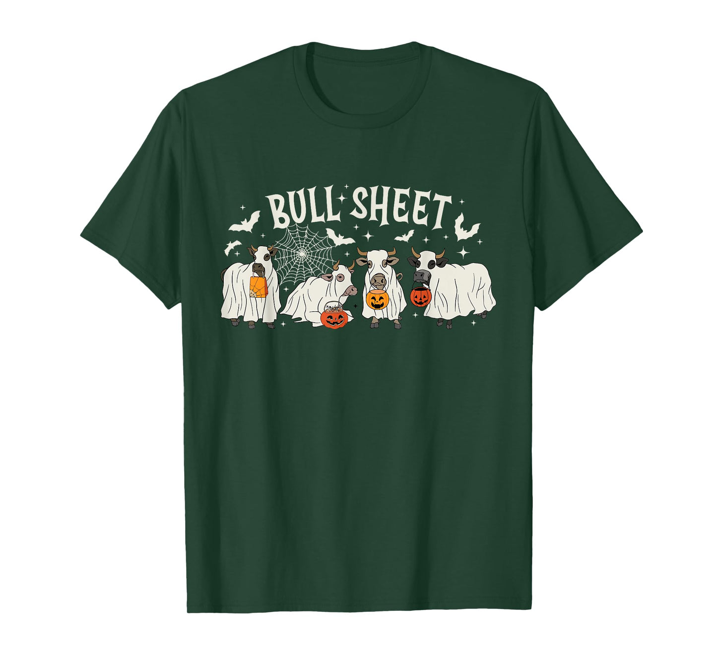 Funny Halloween Cow Bull Sheet Cow Ghost Spooky Season Farm T-Shirt