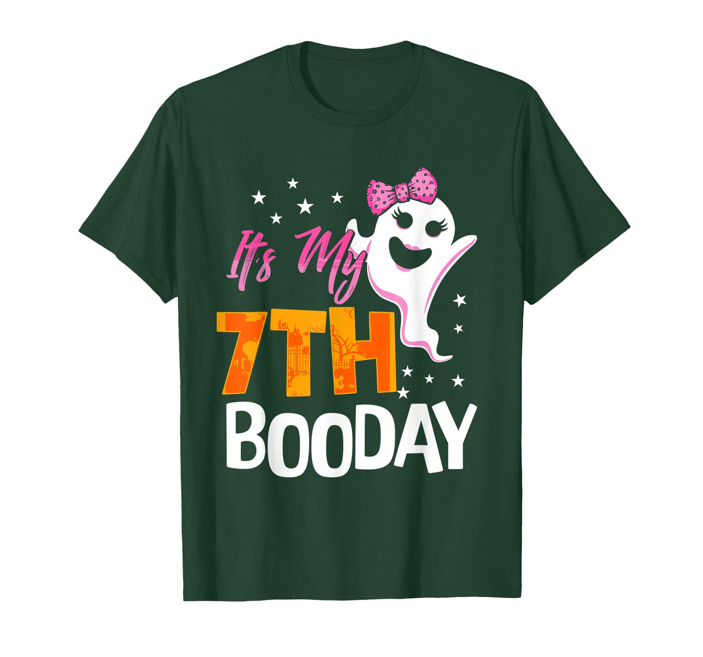 Its My 7th Boo Day Cute Halloween Birthday Ghost Pink Bow T-Shirt