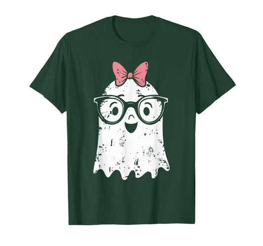 Ghost Eyeglass Girl Halloween Girly Ghost T-Shirt