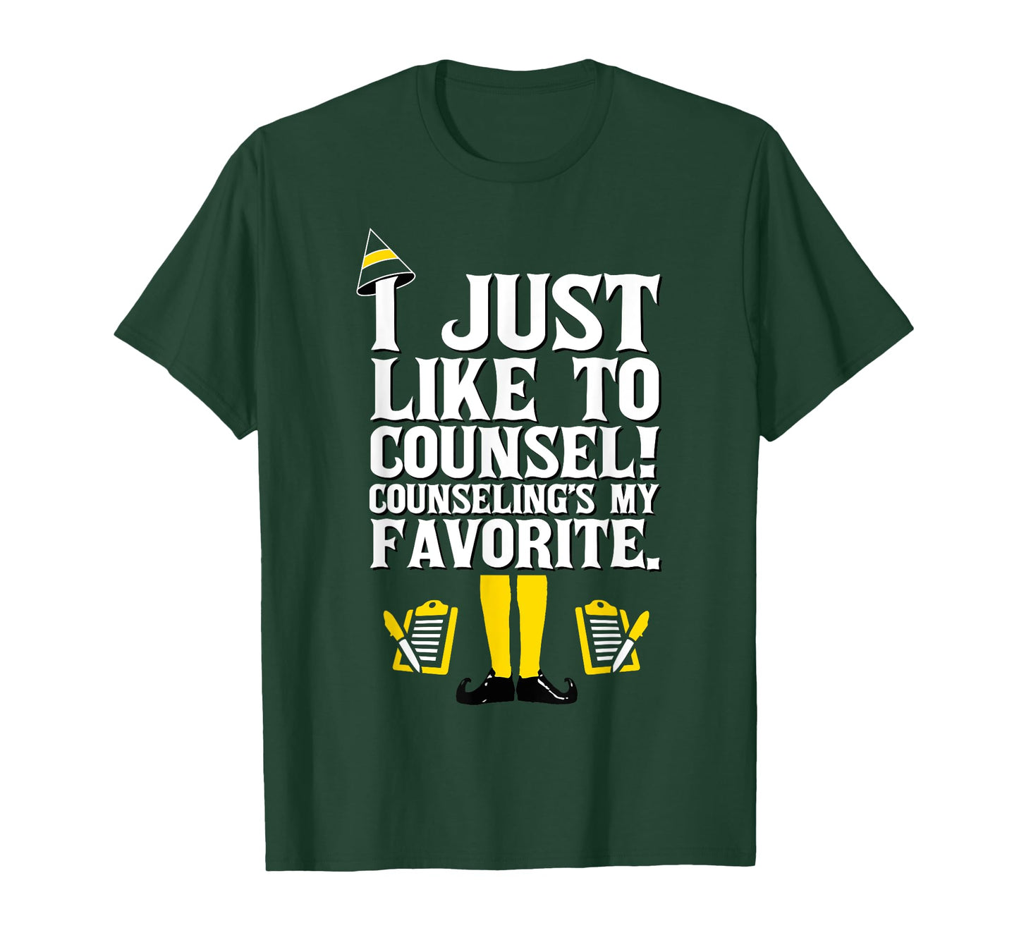 Funny Holiday School Counselor Elf Design Christmas Design T-Shirt