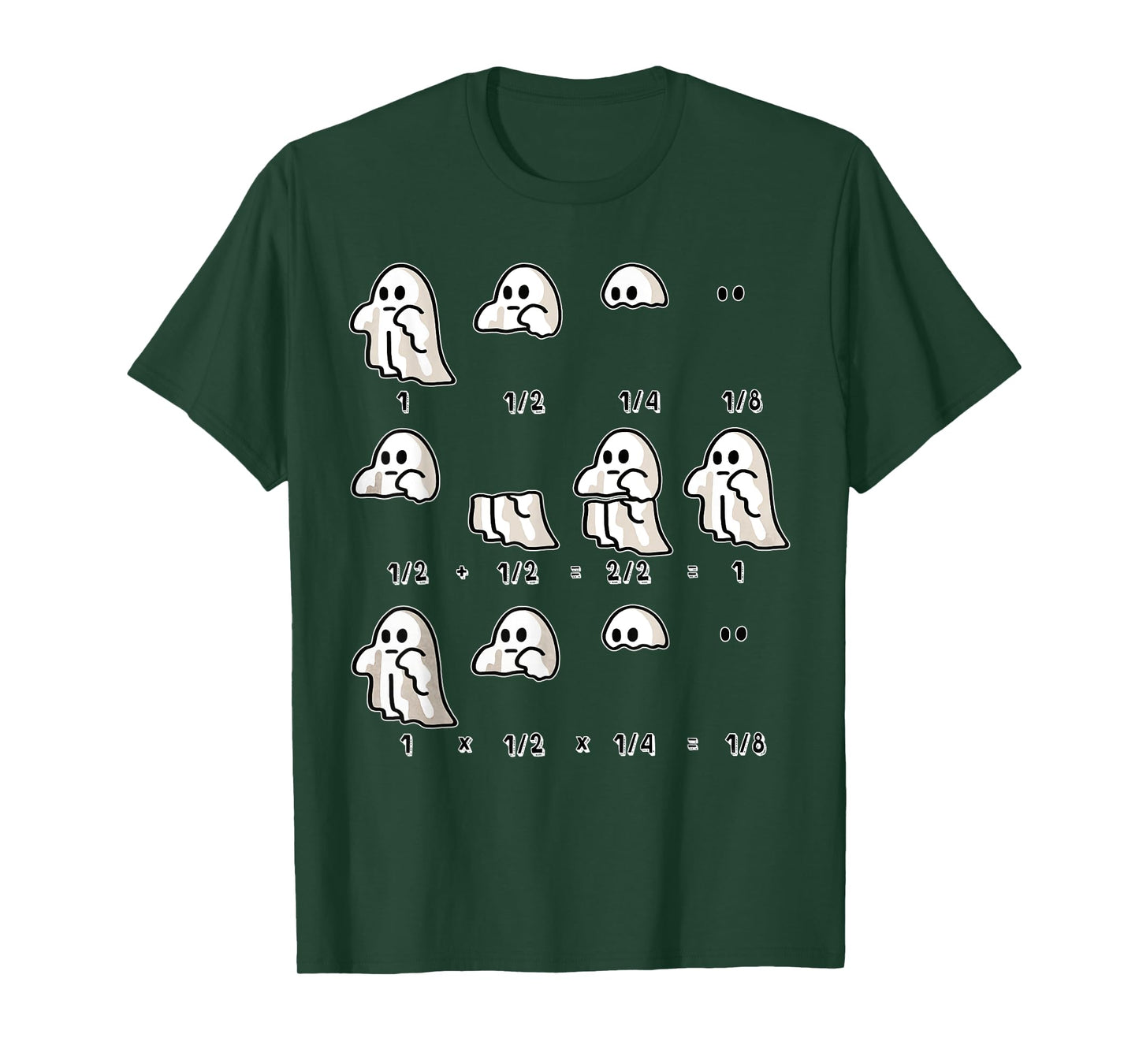 Fractions Math Teacher Ghost Math Halloween Humorous T-Shirt