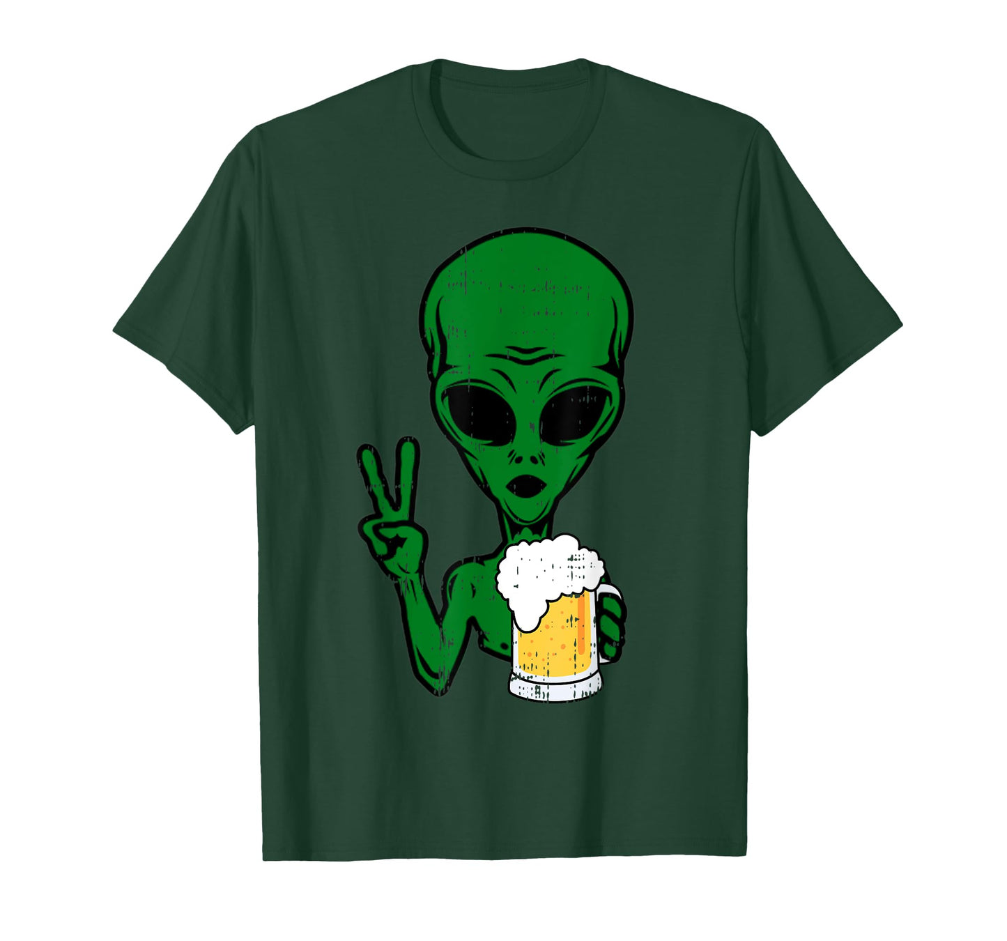 Area-51 Alien Beer Peace Sign Lazy Drinking Halloween Gift T-Shirt