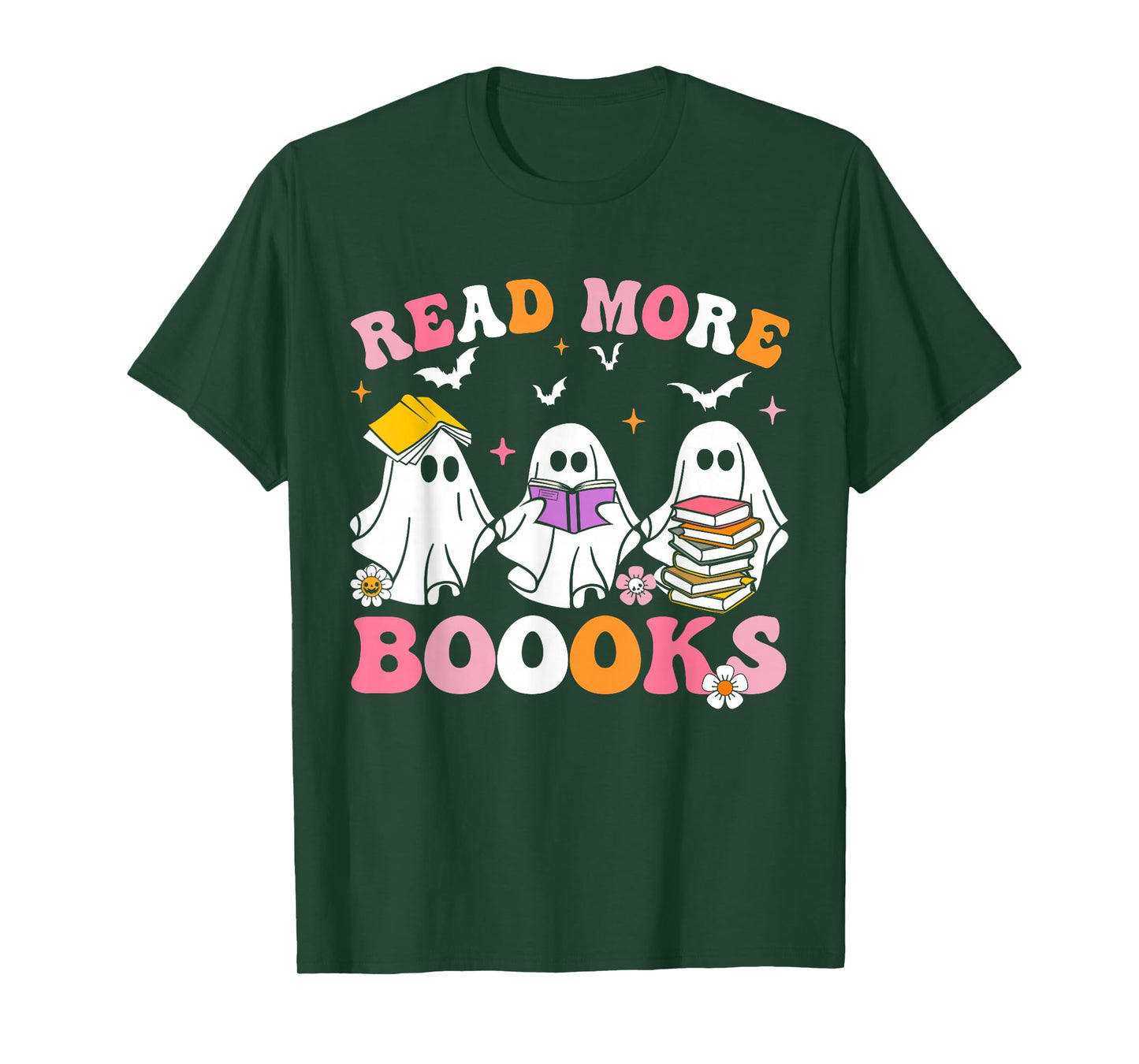Groovy Cute Ghost Read More Books Funny Teacher Halloween T-Shirt