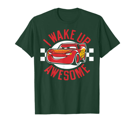 Disney Pixar Cars 3 Lightning McQueen I Wake Up Awesome T-Shirt