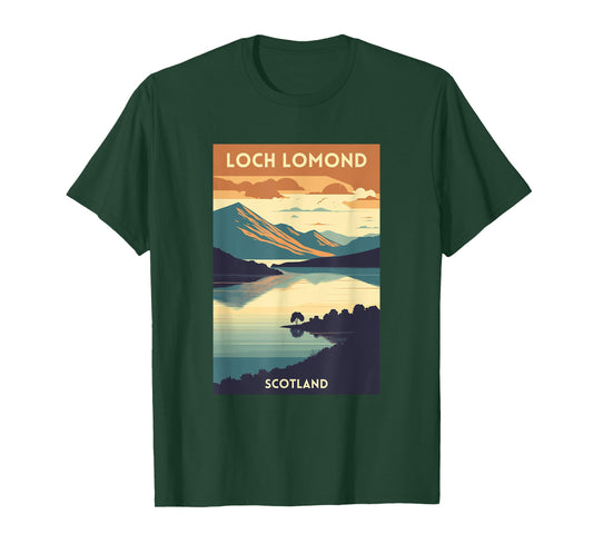 Loch Lomond Scotland Scottish Highlands UK Retro Travel T-Shirt