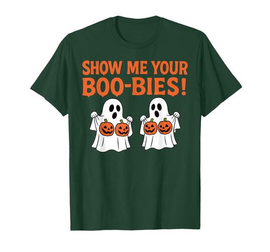 Retro Show Me Your Boo-bies Ghost Spooky Halloween Adult T-Shirt