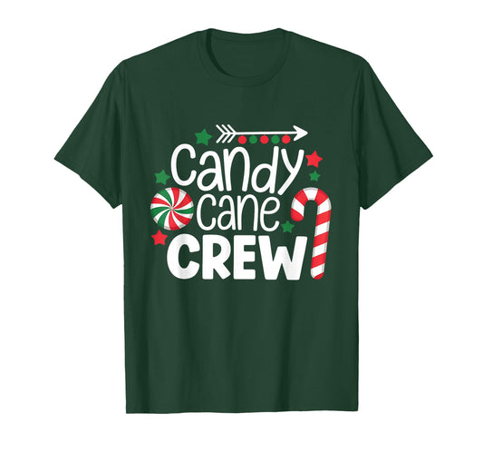 Christmas Candy Cane Crew Shirt Women Girls Boys Kids Xmas T-Shirt