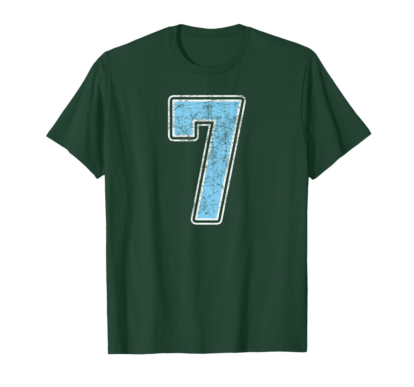 Baby Blue White Number 7 Jersey Player Uniform #7 T-Shirt
