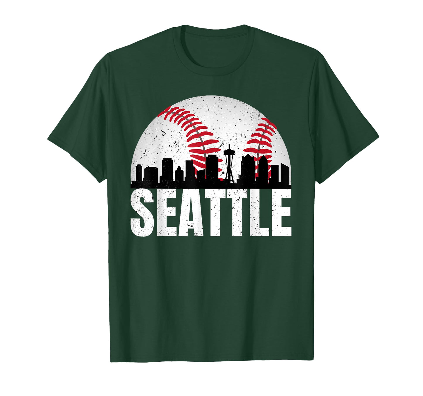 Vintage Seattle Skyline Baseball Retro Cityscap Washington T-Shirt