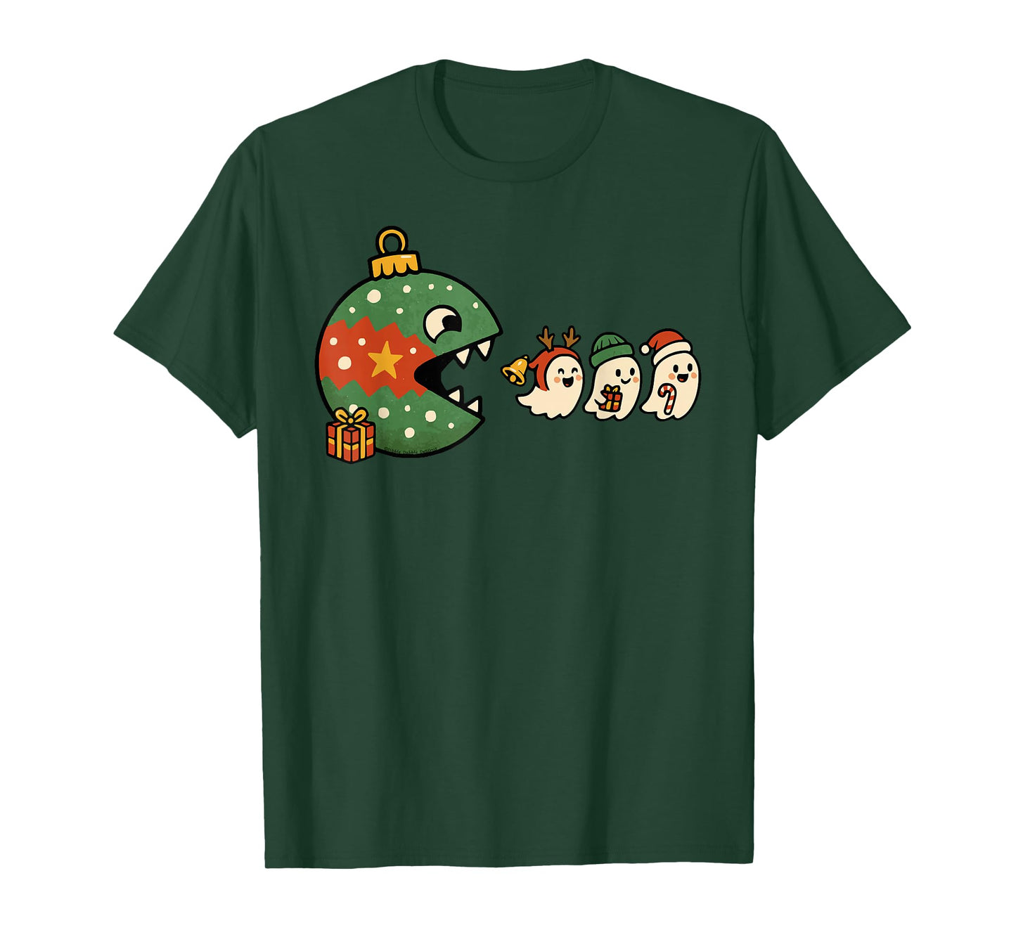 Funny Ornament Eating Holiday Ghosts Gamers Christmas T-Shirt