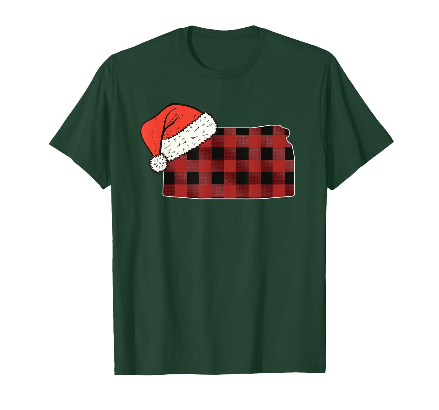 Kansas Plaid Christmas Santa Hat Holiday Matching Design T-Shirt