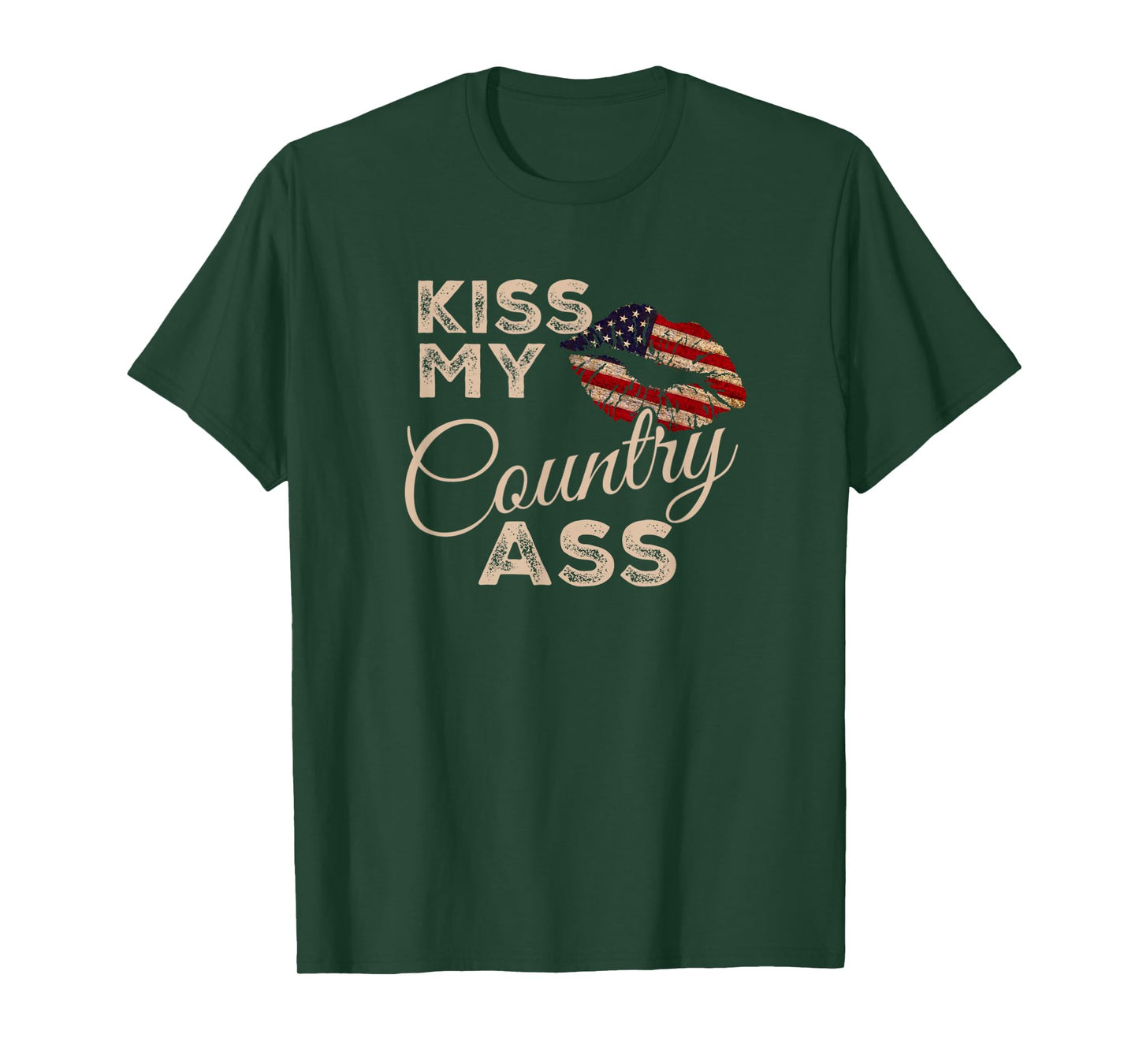 Kiss My Country Ass, Patriotic Grunge Flag Lips T-Shirt