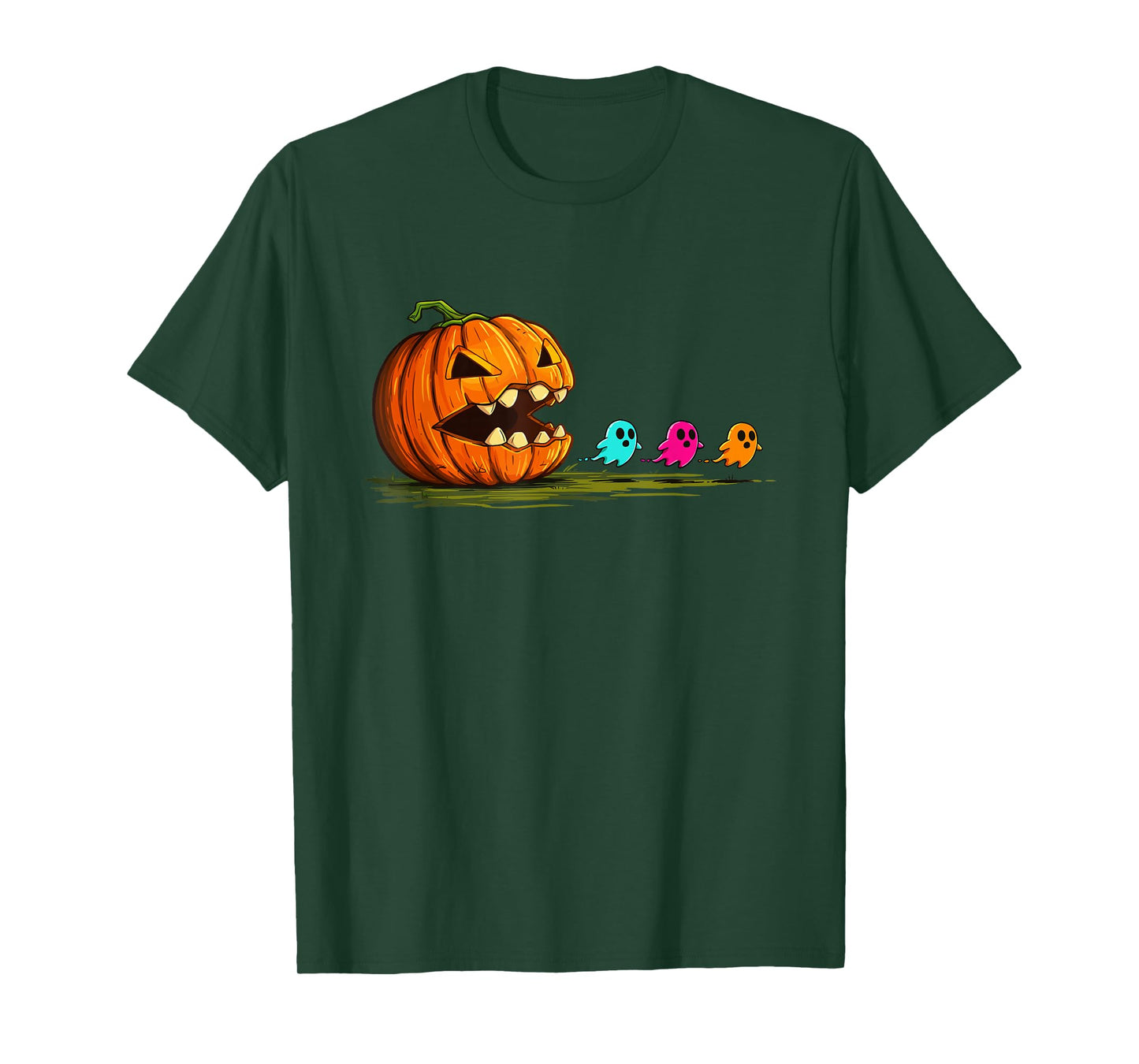 Retro Halloween Pumpkin Chasing Ghost T-Shirt