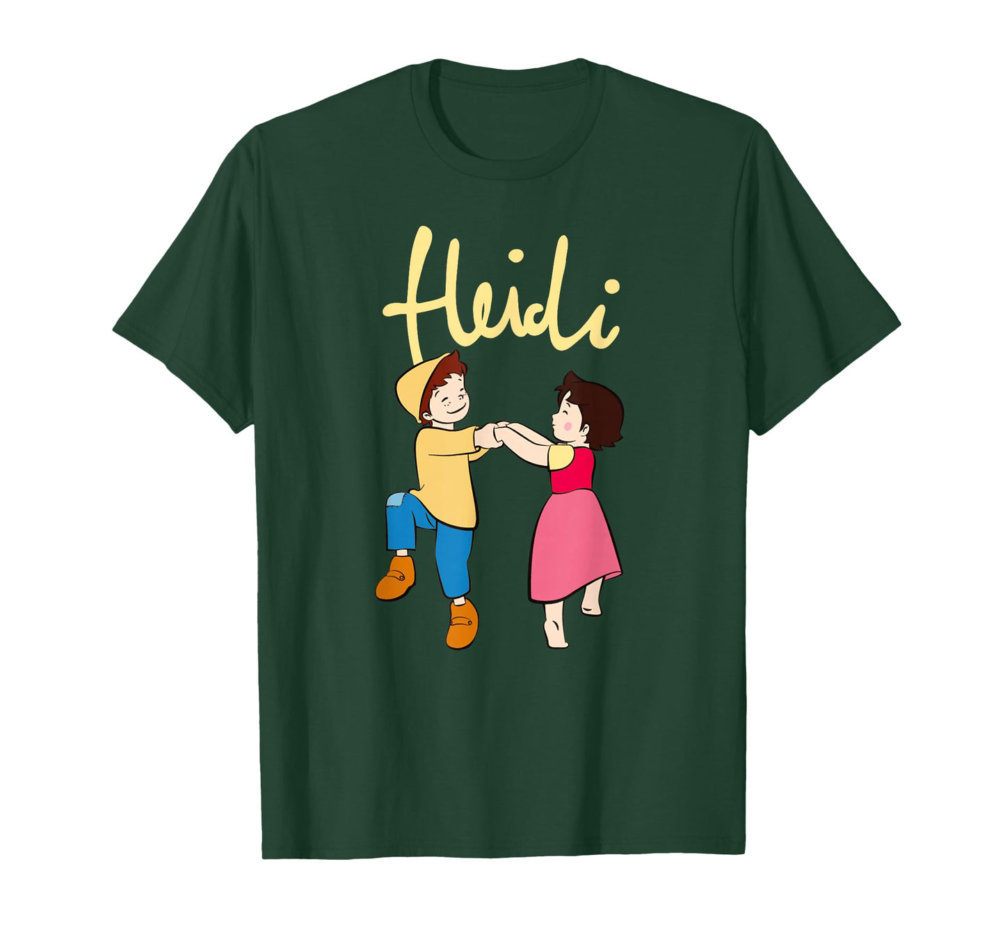 Heidi and Peter Dancing with Logo Yellow Cartoon TV Series T-Shirt